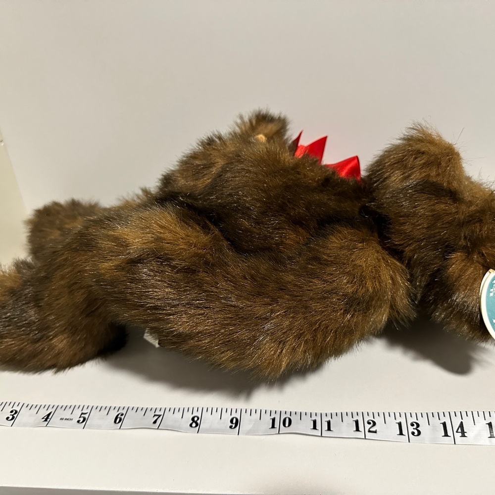 Classic Brown Plush Teddy Bear with Red Bow by - Picture 5 of 5